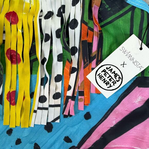 Swiminista X James Peter Henry girls Sydney print fringe swimsuit XL New - Picture 3 of 6